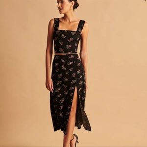 Abercrombie & Fitch Floral Midi Skirt with Slit NWT